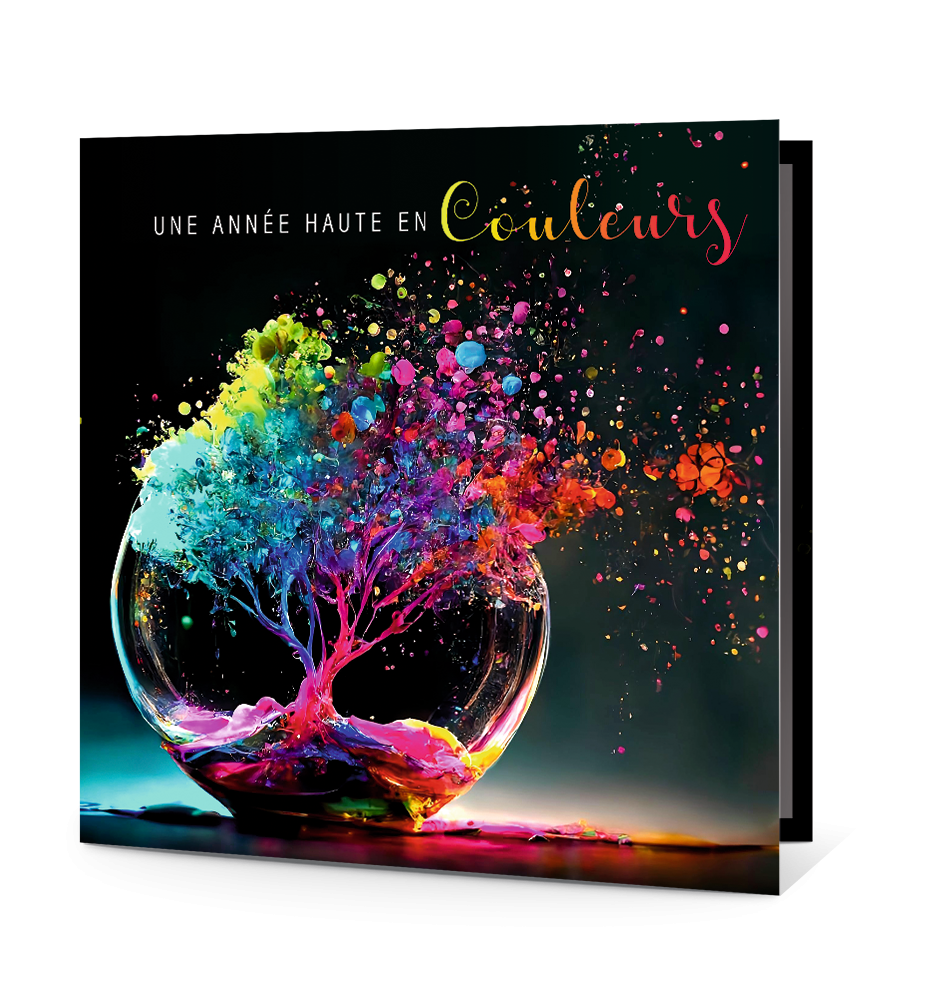 Carte de voeux arbre en couleurs