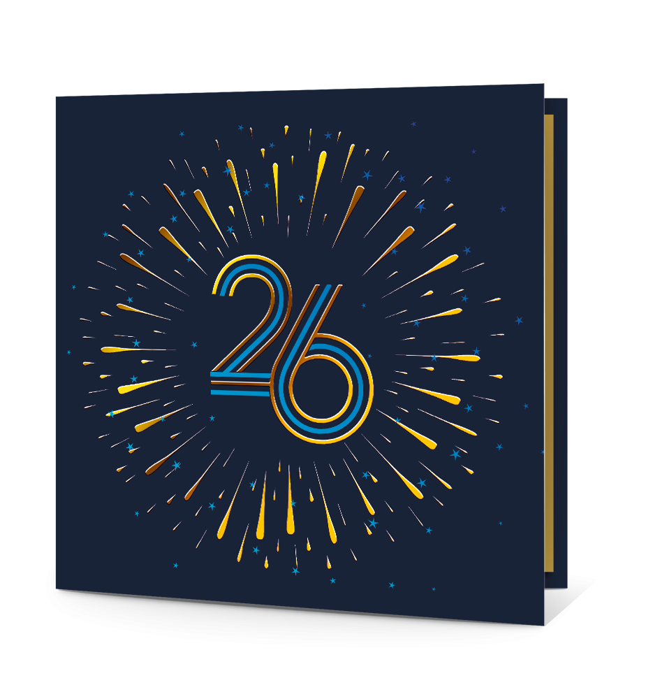 Carte de voeux 2026 or graphique