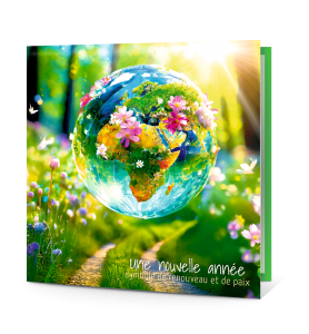 Carte de voeux planète fleurie