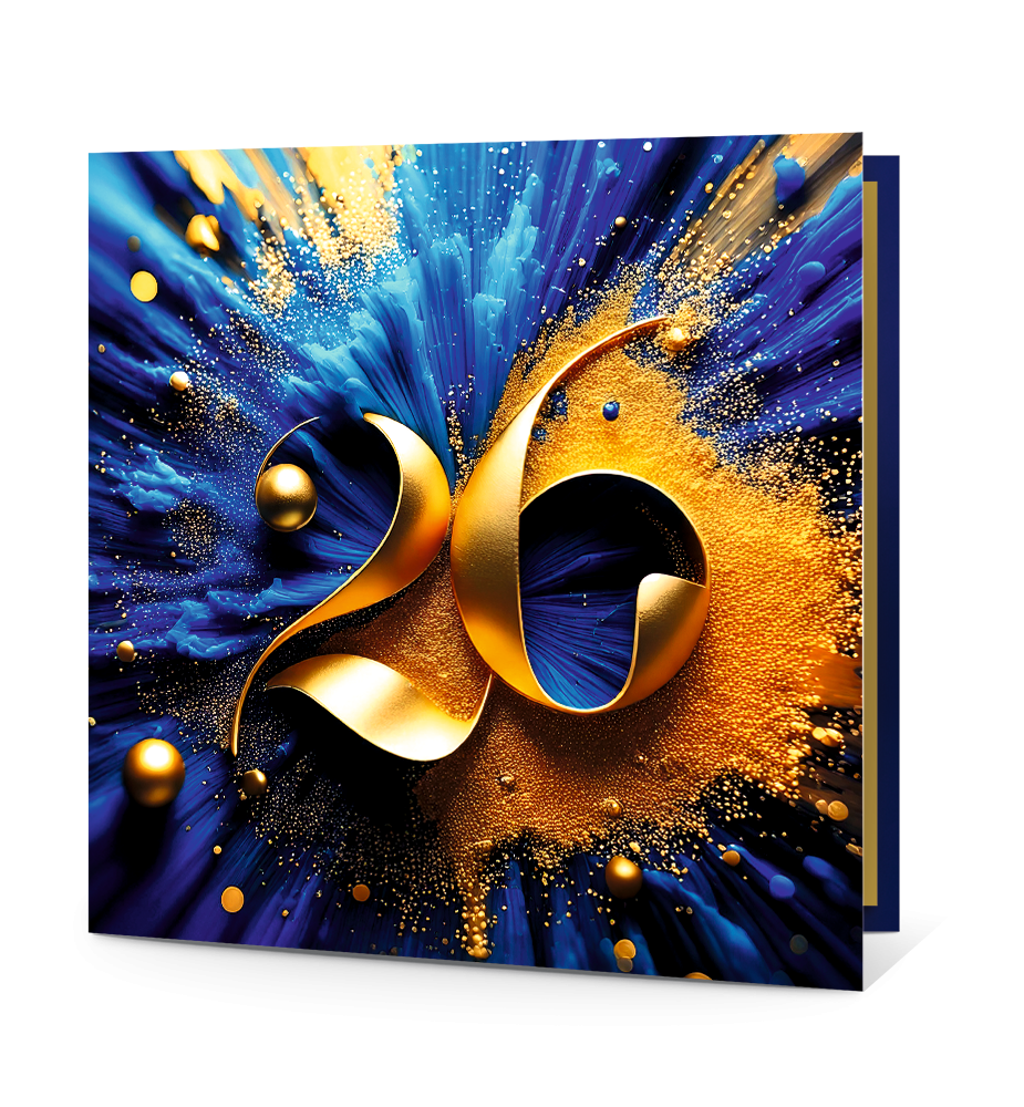 Carte de voeuxor et bleue