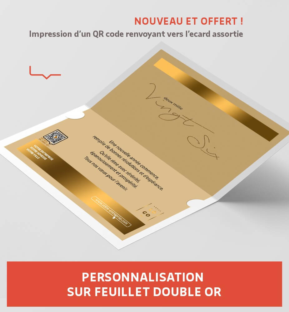 Personnalisation carte de voeux luxe dorée
