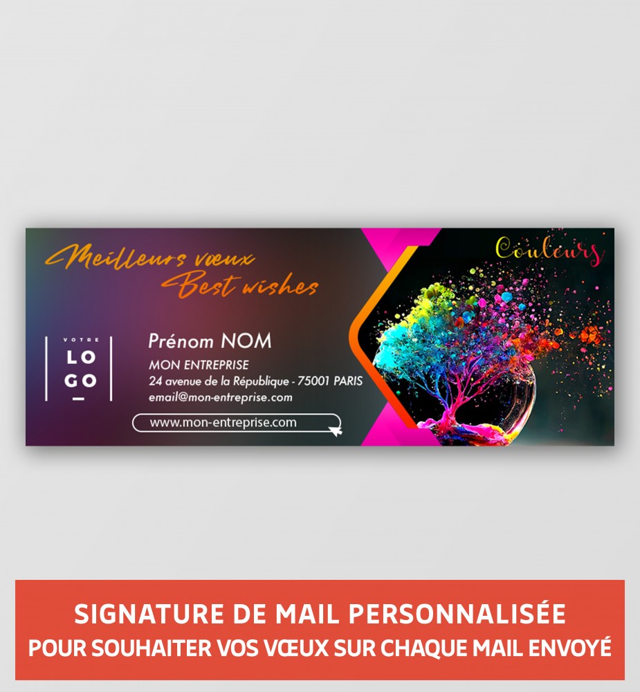 Signature de mail couleur personnalisée avec votre logo et vos coordonnées