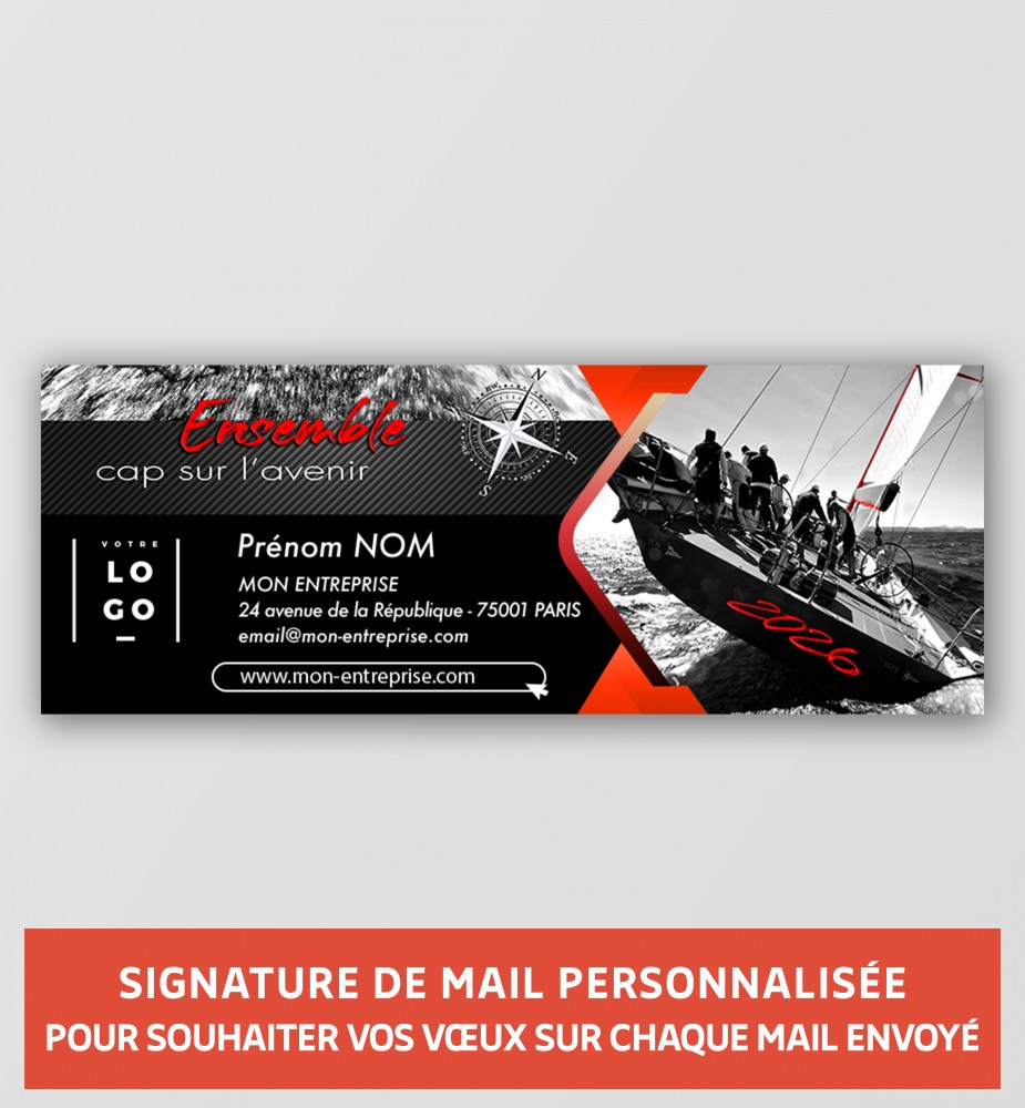 Signature de mail bateau personnalisée avec votre logo et vos coordonnées