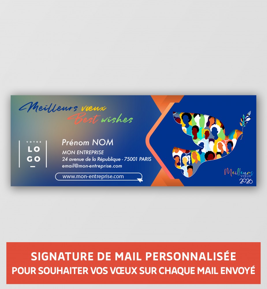 Signature de mail paix et solidarité personnalisable