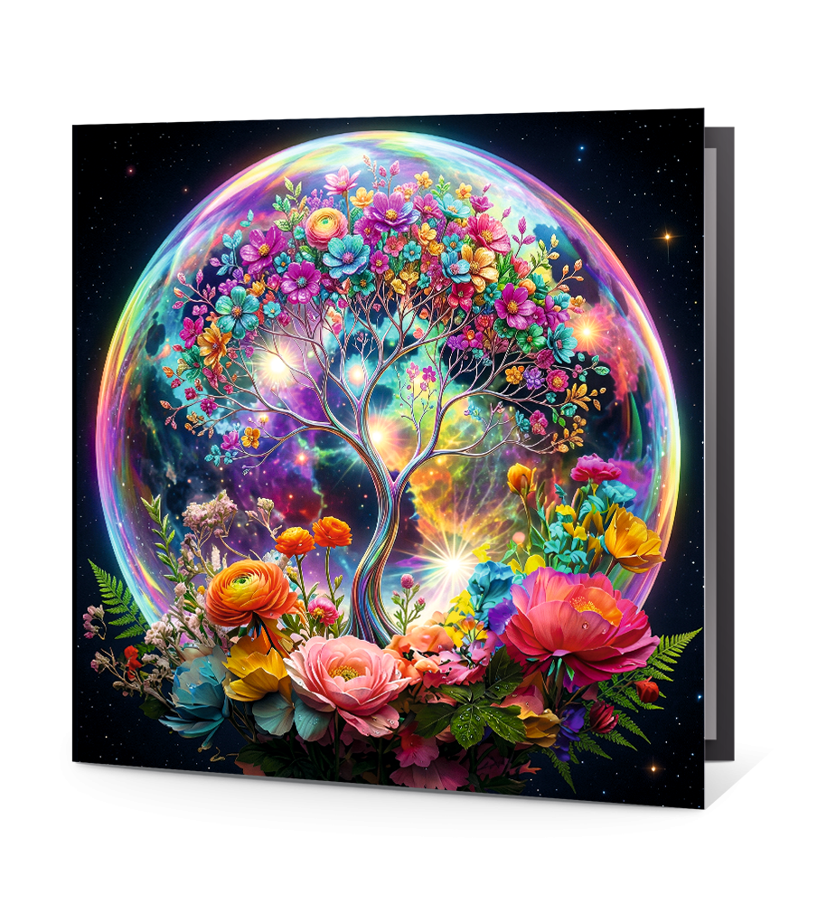 Carte de voeux arbre en couleurs