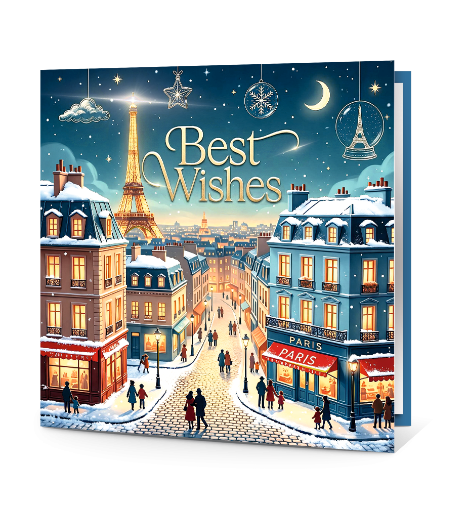 Carte de voeux Noël à Paris