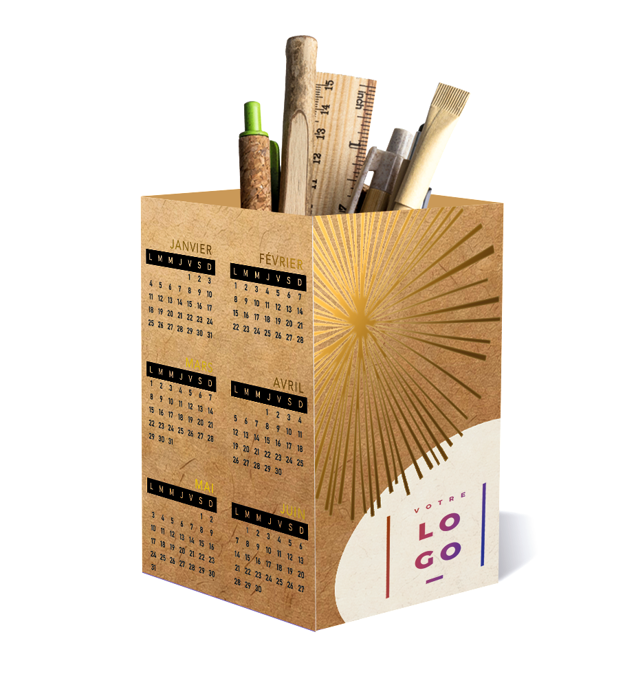 Carte de vœux boîte à crayons calendrier 2027