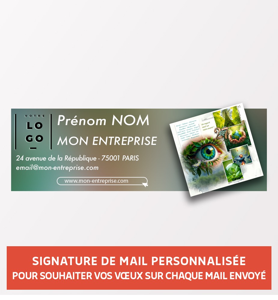 Signature de mail écologie avec logo et coordonnées