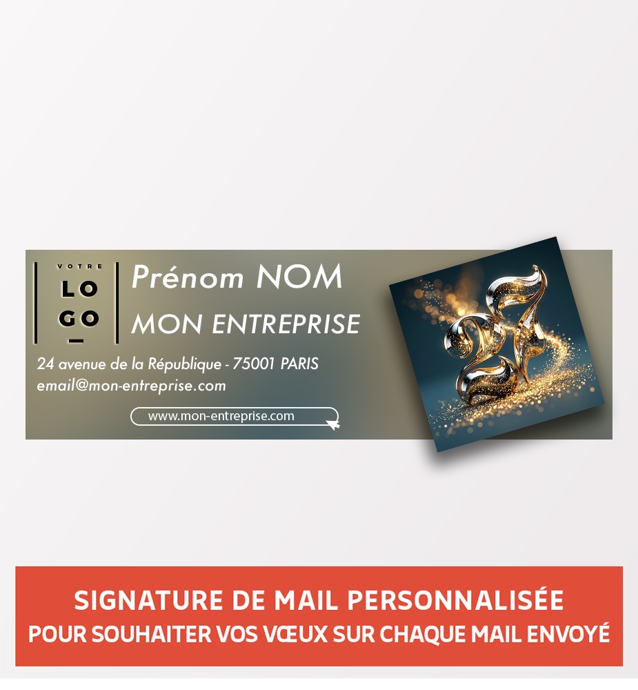 Signature de mail 2027 personnalisée avec logo et coordonnées