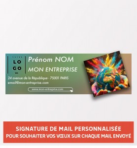 Signature de mail colorée avec logo et coordonnées