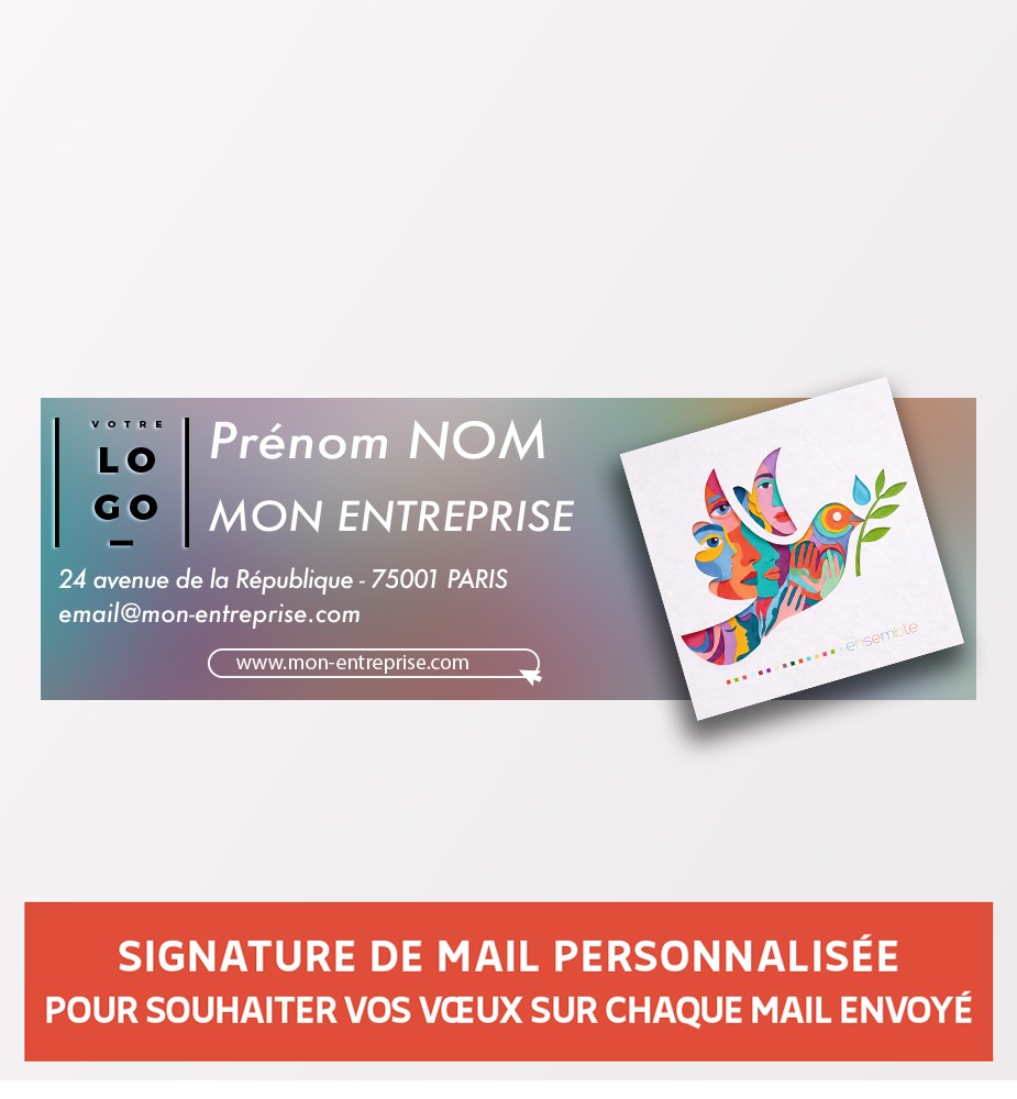 Signature de mail paix et solidarité personnalisable