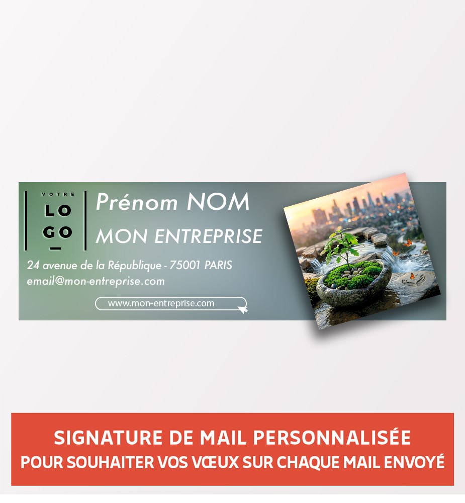 Signature de mail écologie avec logo et coordonnées