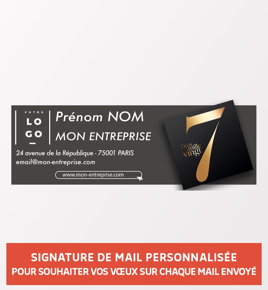 Signature de mail personnalisée pour des vœux chics noir et or