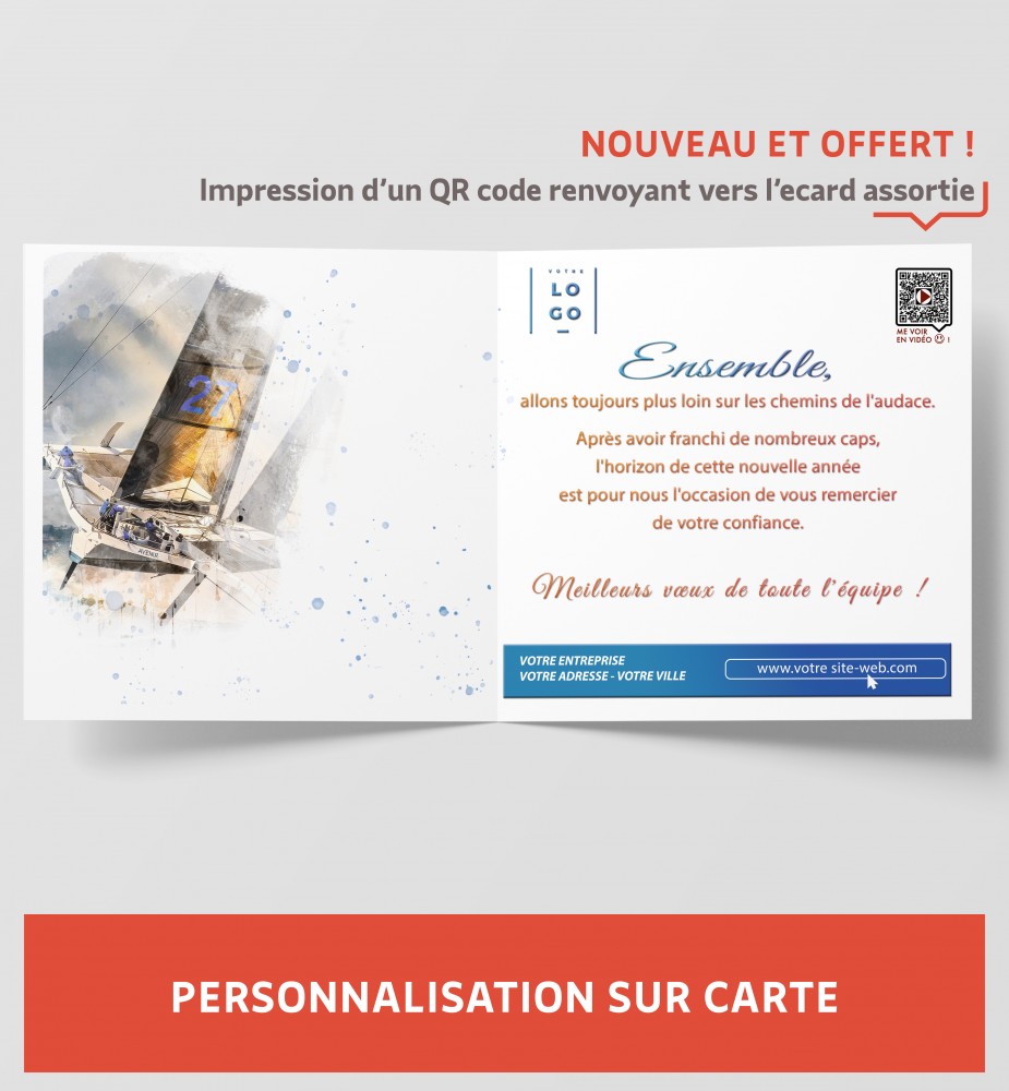 Personnalisation carte de vœux équipe bateau